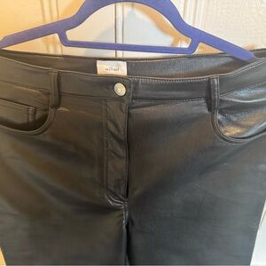 Aritzia Wilfred Jet Black Leather Trousers